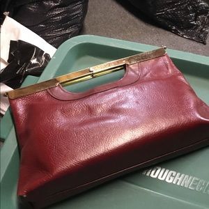 Maroon Leather Clutch